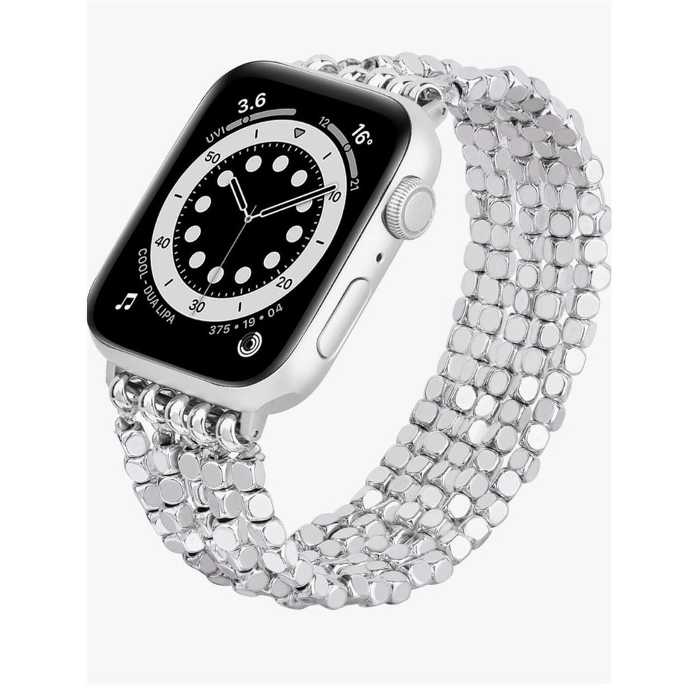 Mofree Silver Beaded Stretch Band for Apple Watch Multi Strand Bracelet